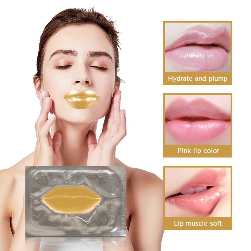 24K Gold Collagen Lip Mask Colorful Korean Jelly Moisturizer Lip Sheet Mask for Dry Skin Lip Masking Sheet Korea