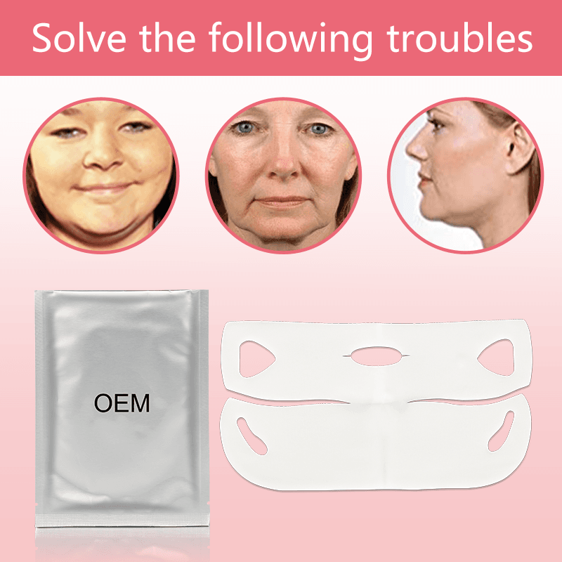 Logo V Line Lifting Double Gel Facial Mask Chin Collagen V Shape Slimming Hydrating Face Mask Lifting thumbnail 2