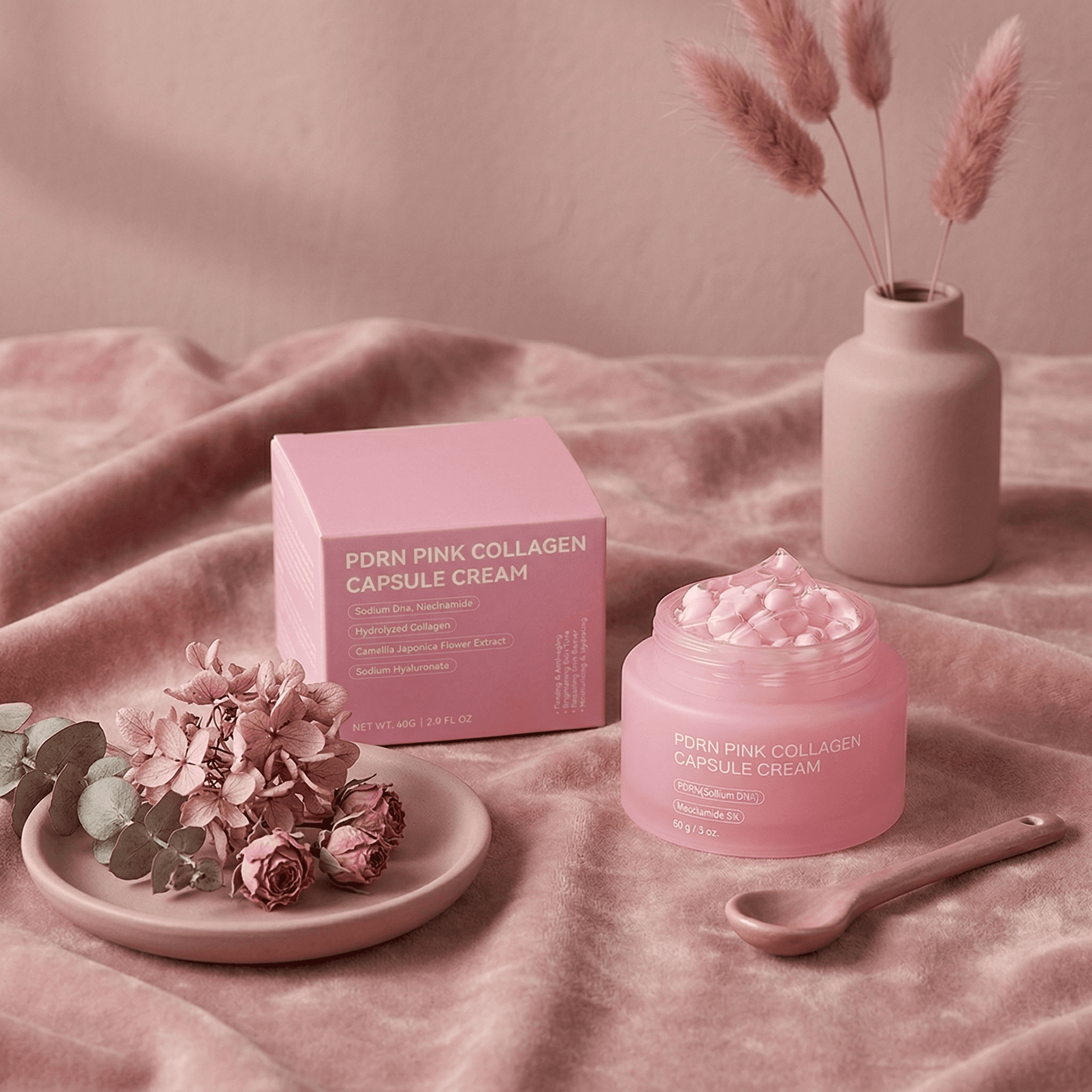 Niacinamide Collagen Face Cream Pdrn Pink Capsule Cream  Korean Face Moisturizer thumbnail 2