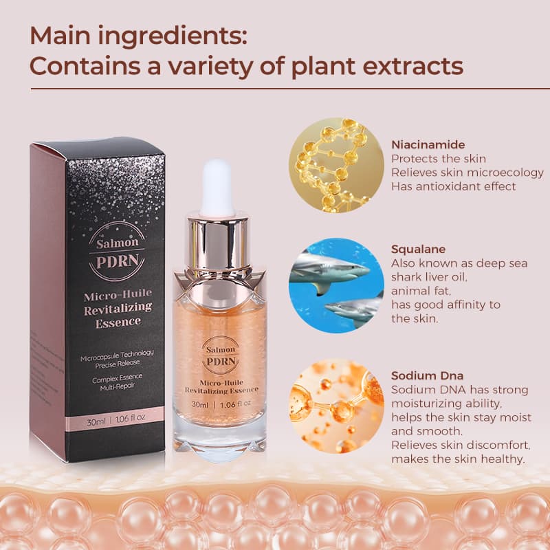 Salmon Dna Pdrn Micro-Huile Revitalizing Facial Essence Whitening Vitamin C Body Korean Skin Care Serum thumbnail 3
