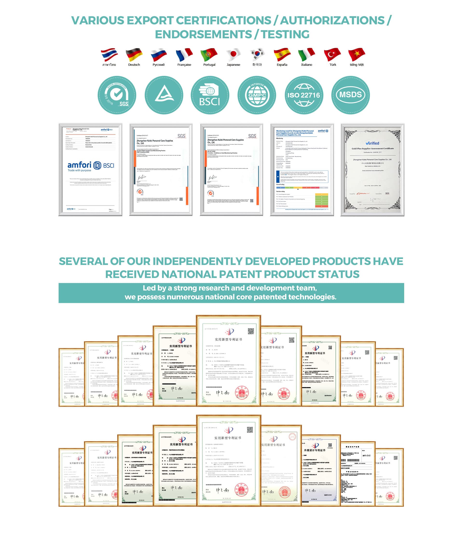 CALLA certifications GMP ISO 22716