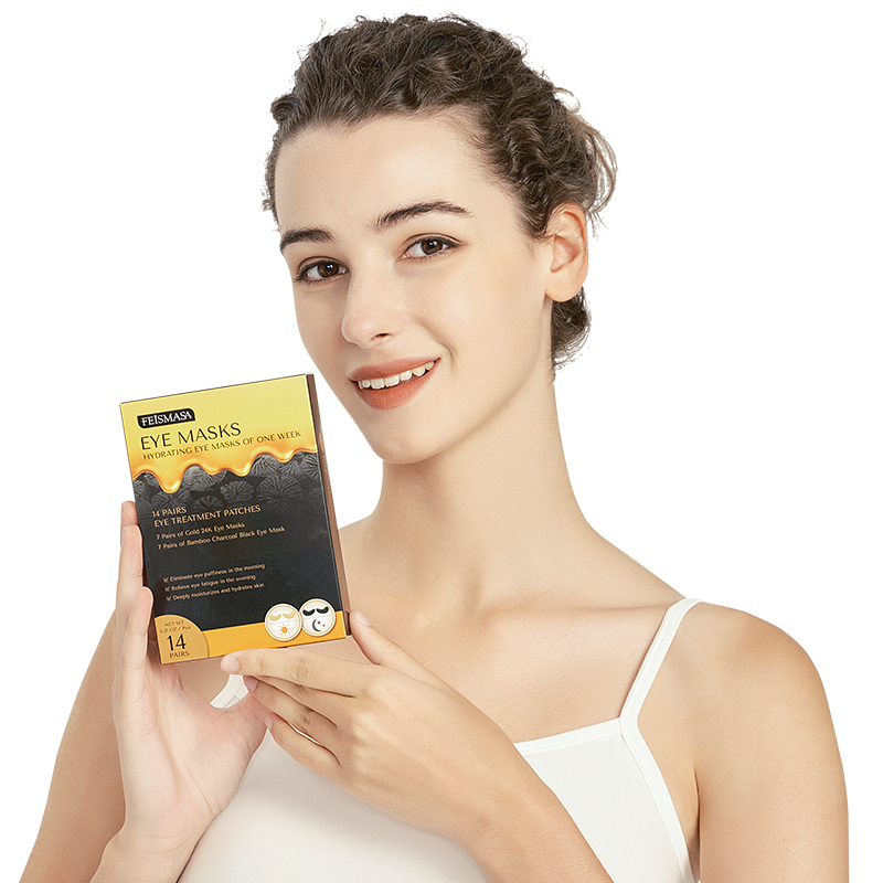 Thin Gold & Charcoal Crystal Eye Patches (In Stock) - 6