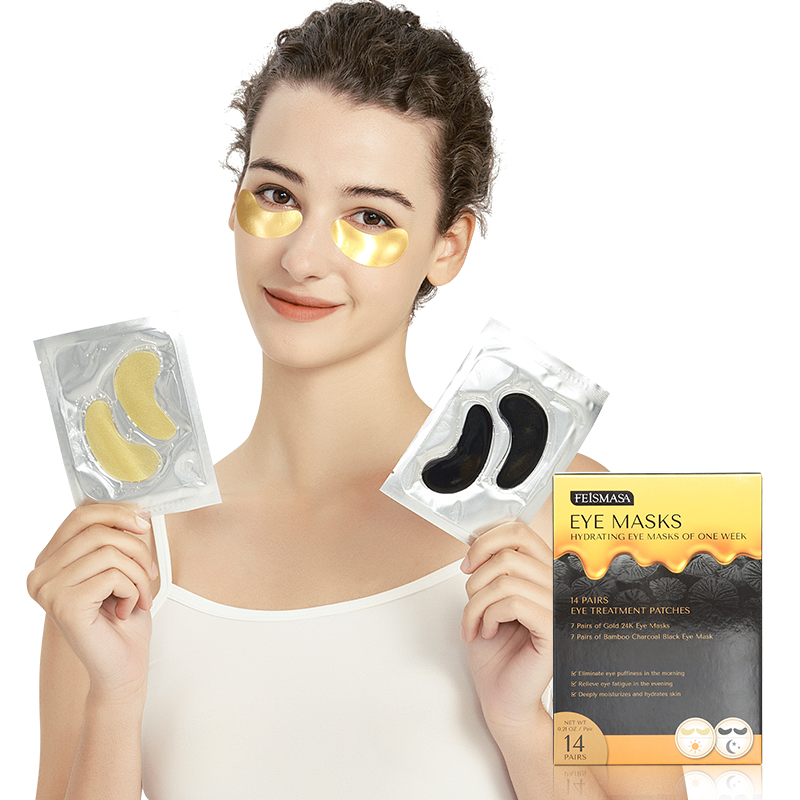 Thin Gold & Charcoal Crystal Eye Patches (In Stock) - 7
