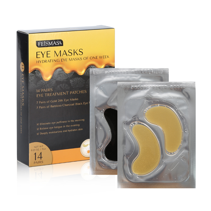 Thin Gold & Charcoal Crystal Eye Patches (In Stock) - 8