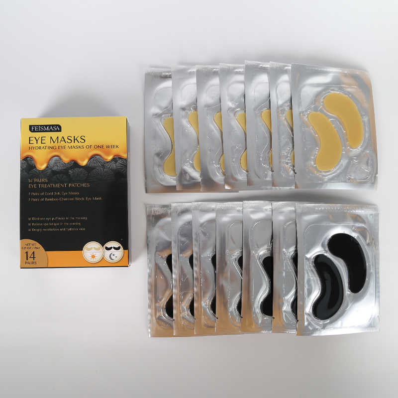 Thin Gold & Charcoal Crystal Eye Patches (In Stock) - 13